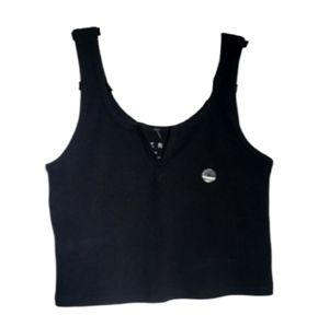 Aero Black Crop Top Henley